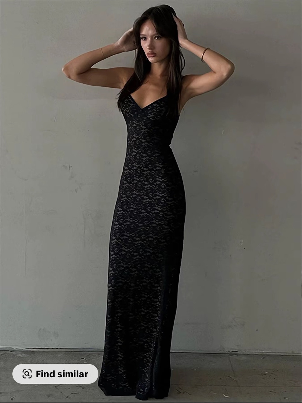 Sleek Black Lace Maxi Dress